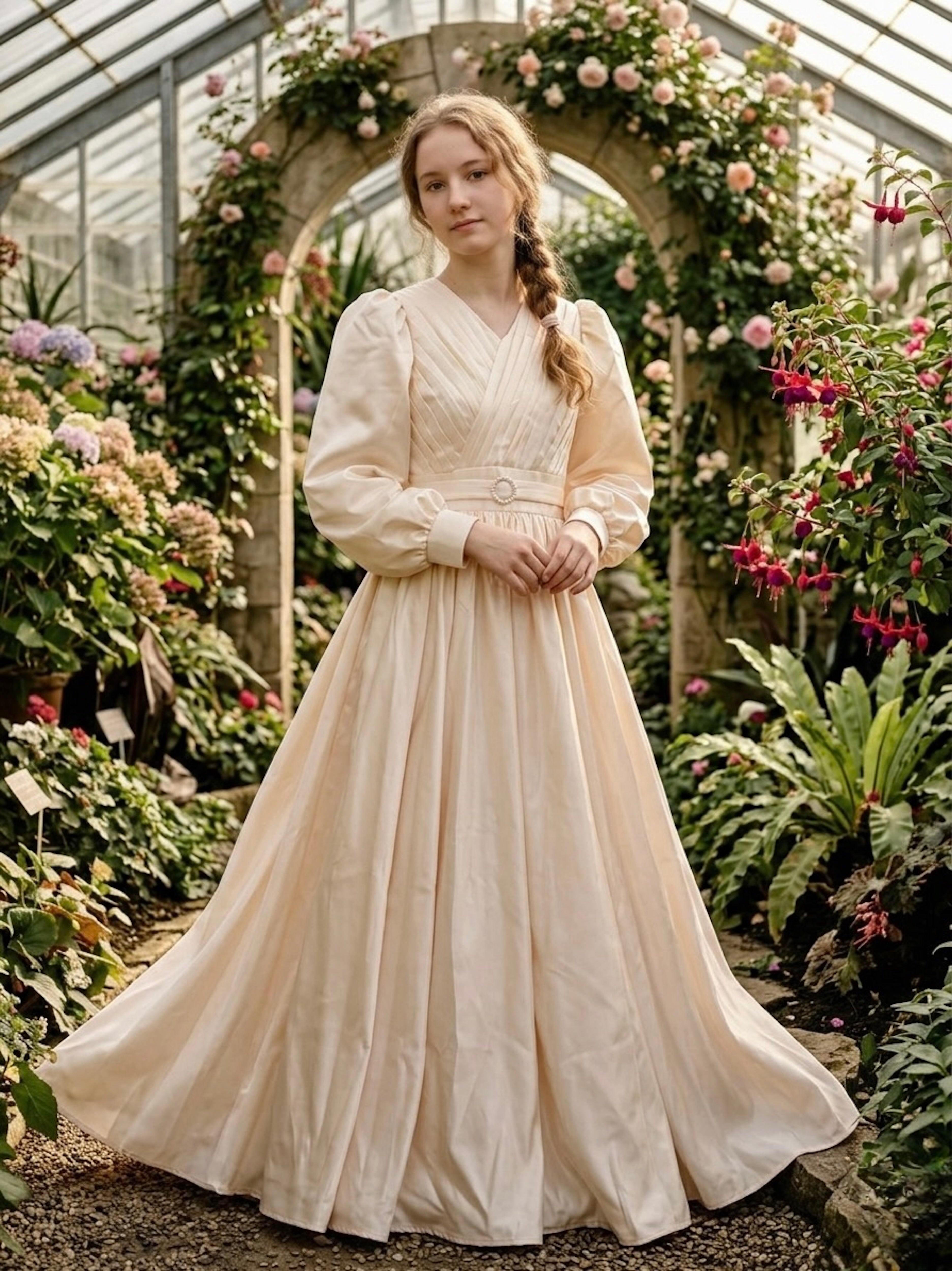 Cream Satin Cross‑Fold Teen