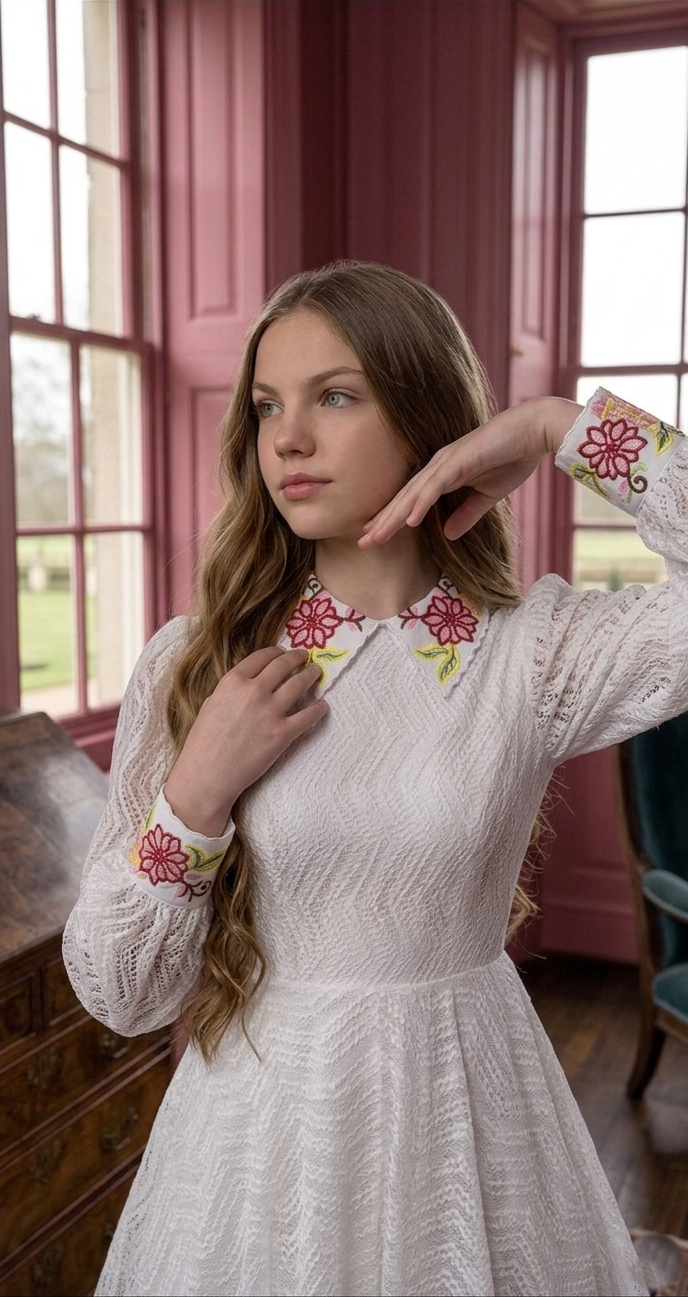 Ivory Lace Floral Edge Teen