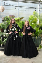 Black Floral Square Collar