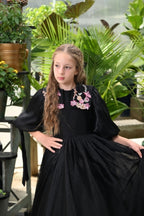 Black Floral Square Collar