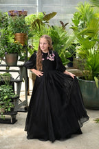 Black Floral Square Collar