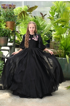 Black Floral Square Collar