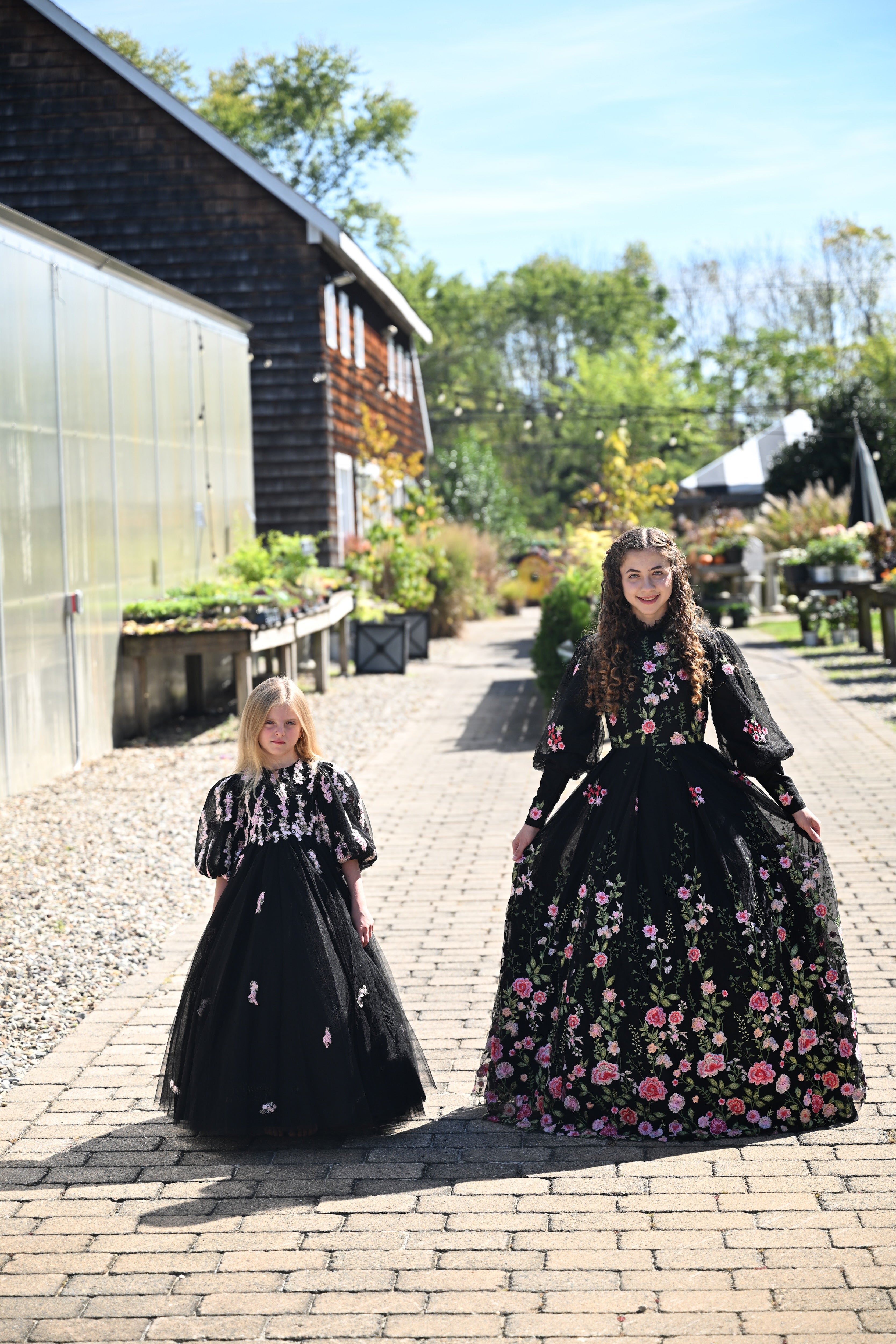 Black Dainty Daisy Teen & Black Scattered Stardust Papillon Gowns Black Dainty Daisy Teen & Black Scattered Stardust Papillon Gowns