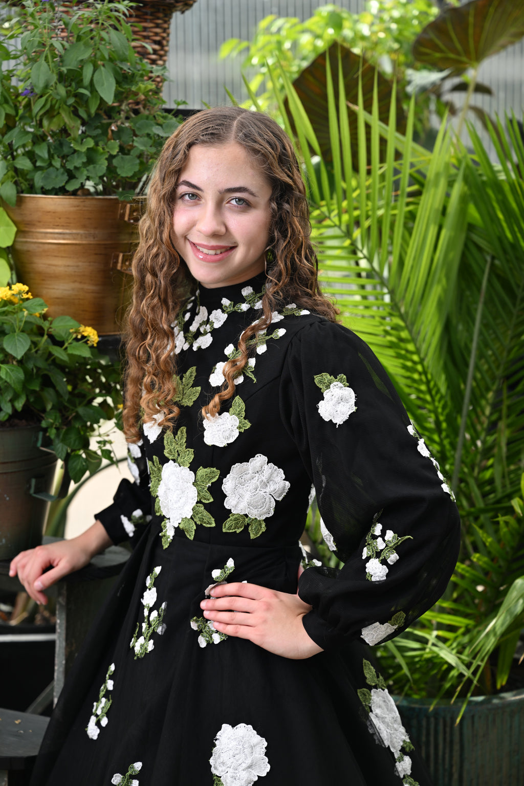 Black Garden Applique Teen