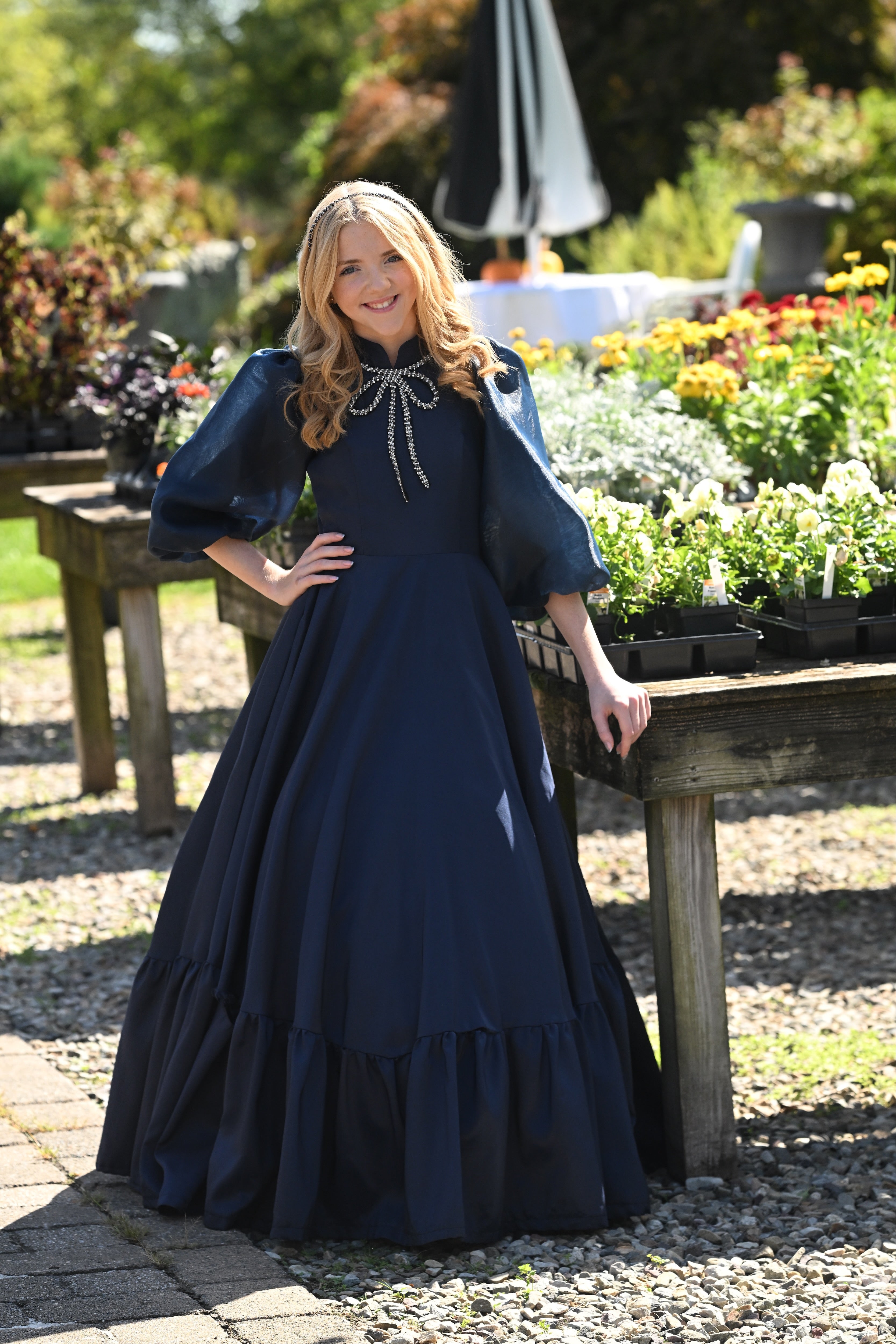 Navy Satin Bowdrop Teen