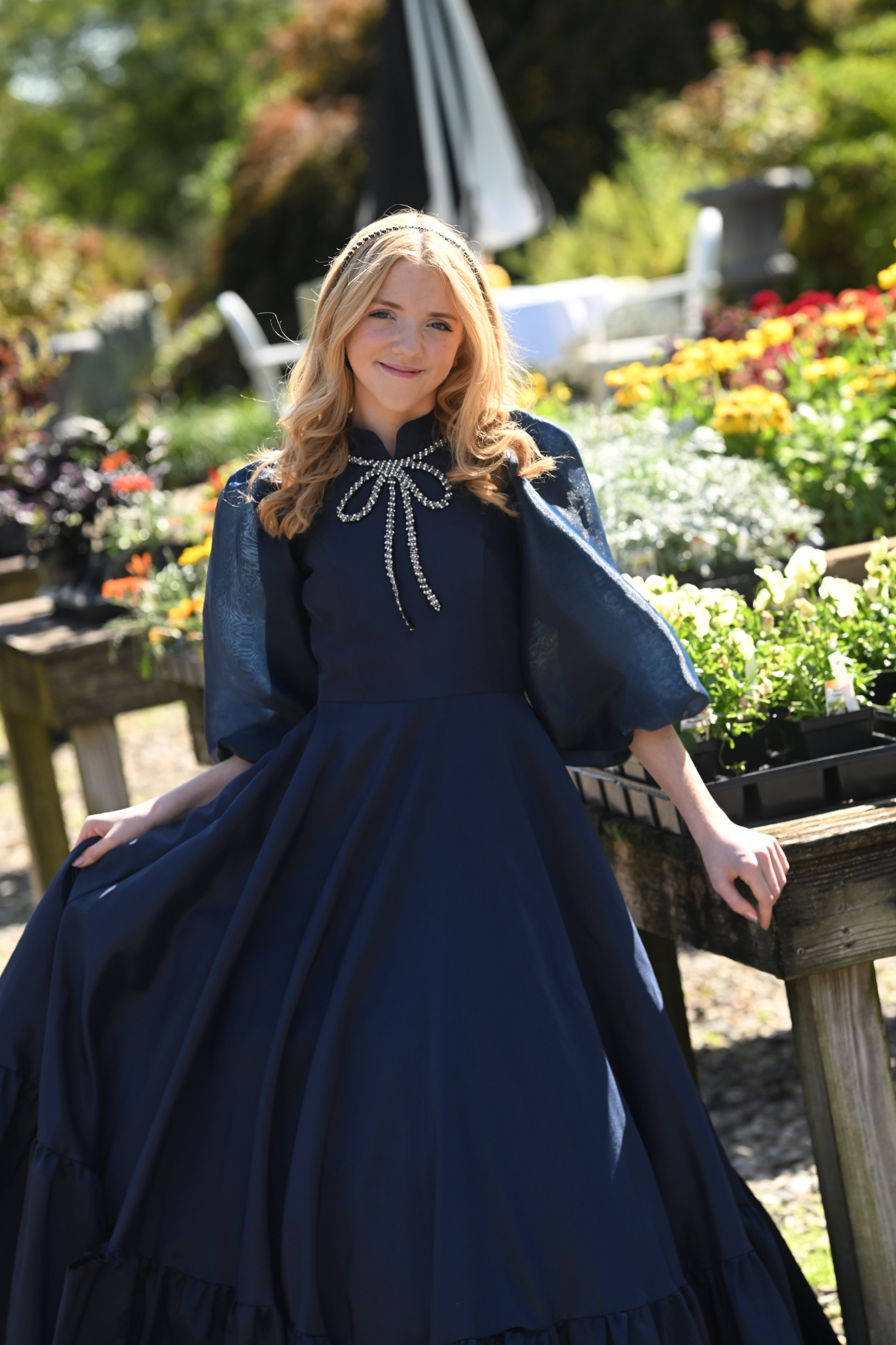 Navy Satin Bowdrop Teen