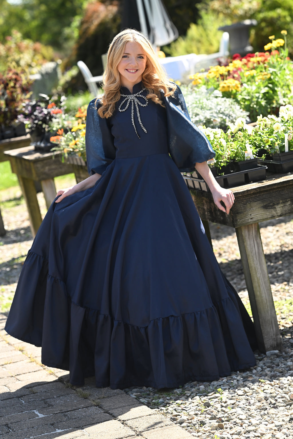 Navy Satin Bowdrop Teen