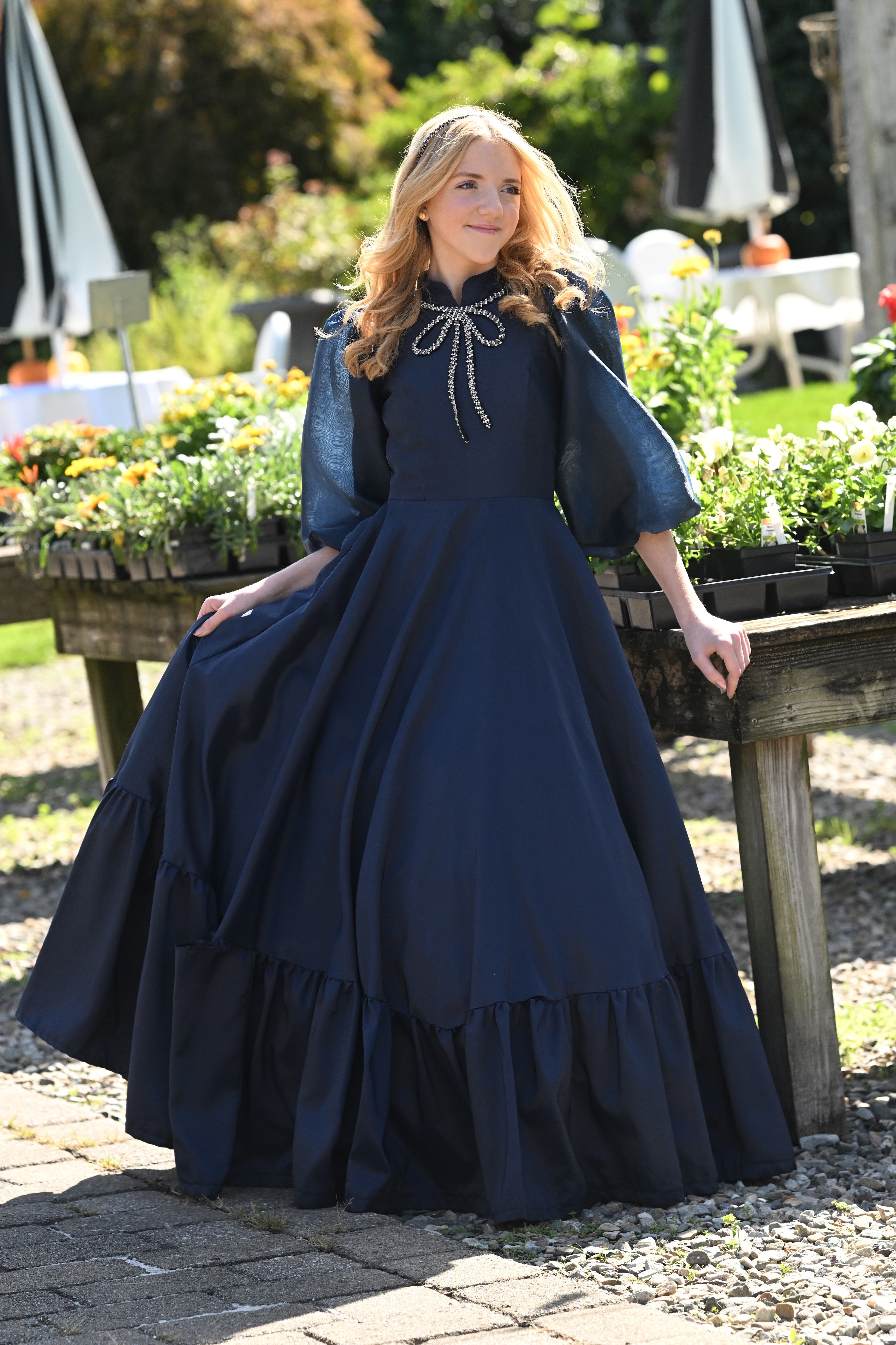 Navy Satin Bowdrop Teen