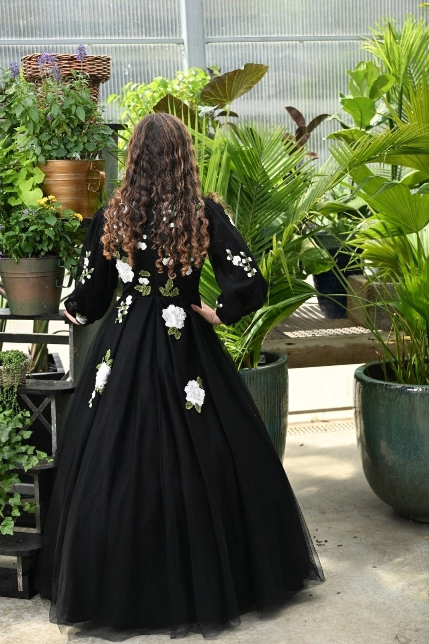 Black Garden Applique Teen