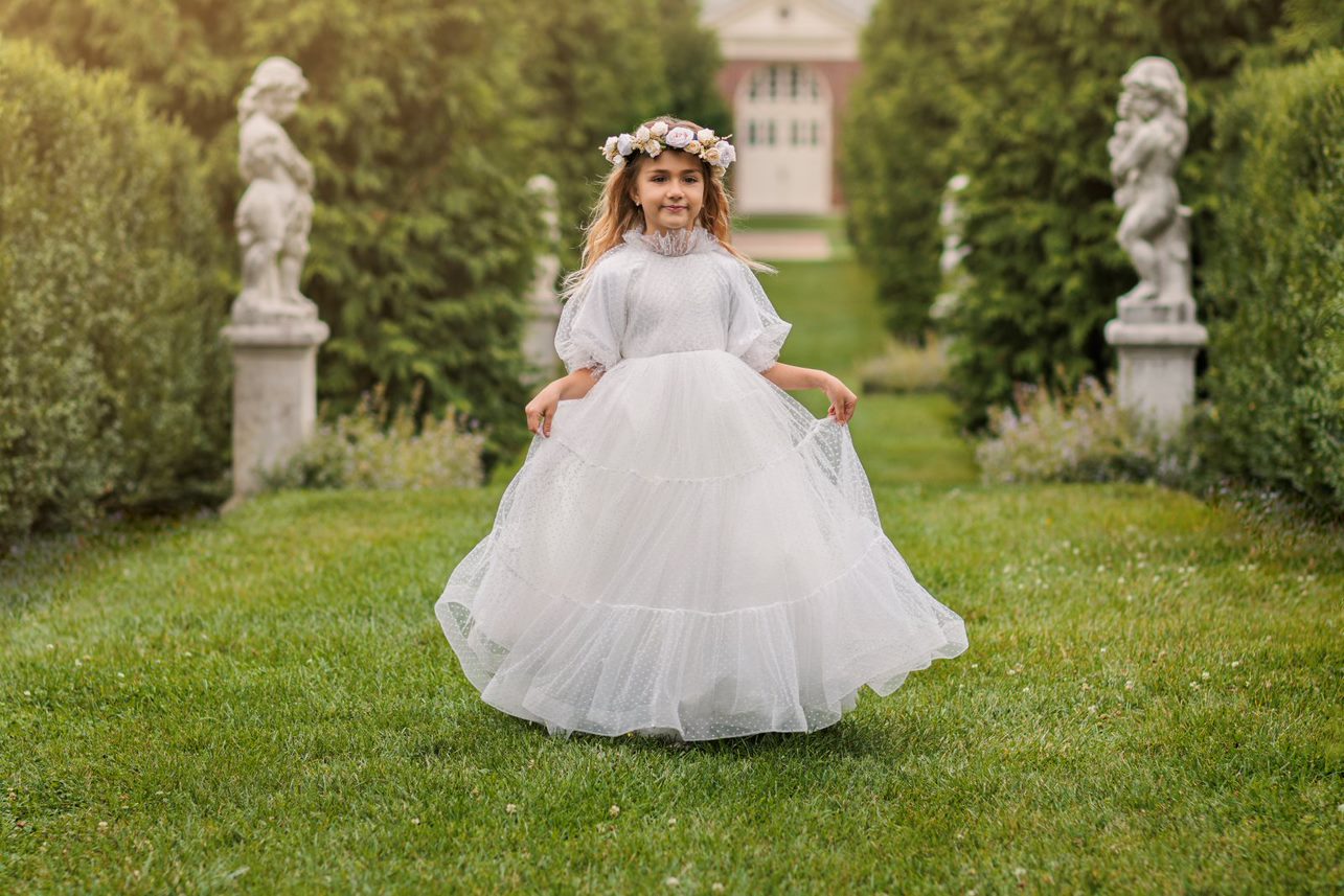 Ivory Pleated Dress Papillon Gowns Lakewood NJ