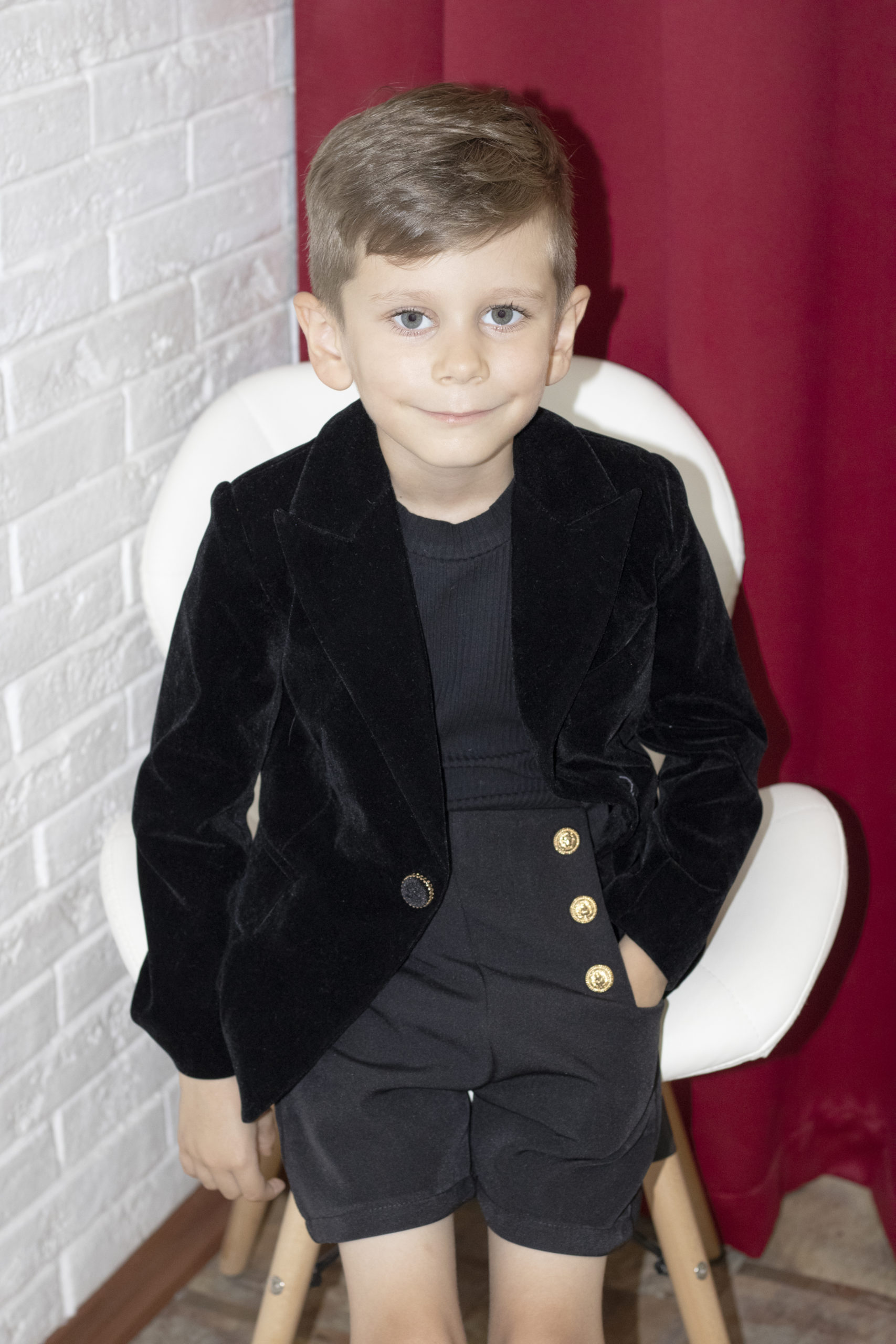 Boys black 2025 velvet blazer