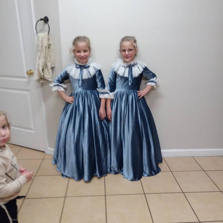 Kids blue Velvet Gowns