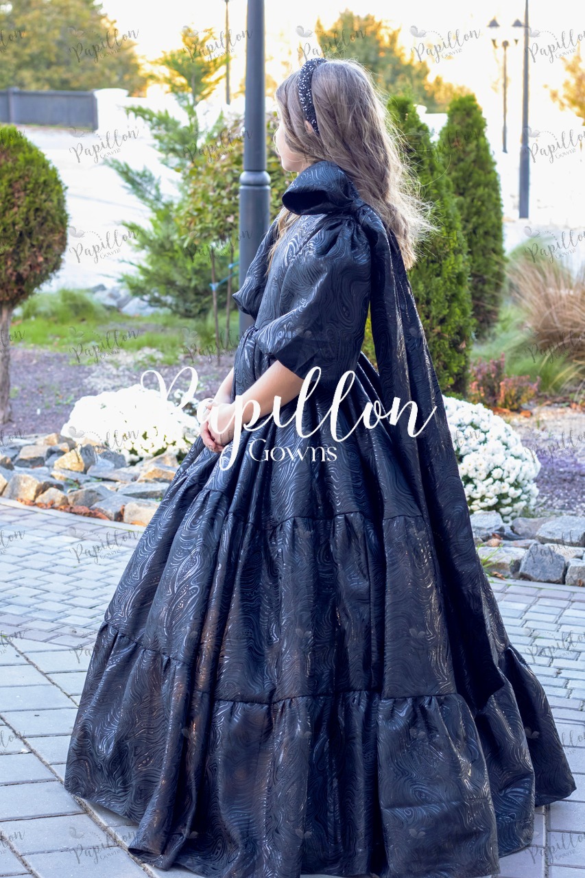 Papillon Gowns Black Water Striped Dress