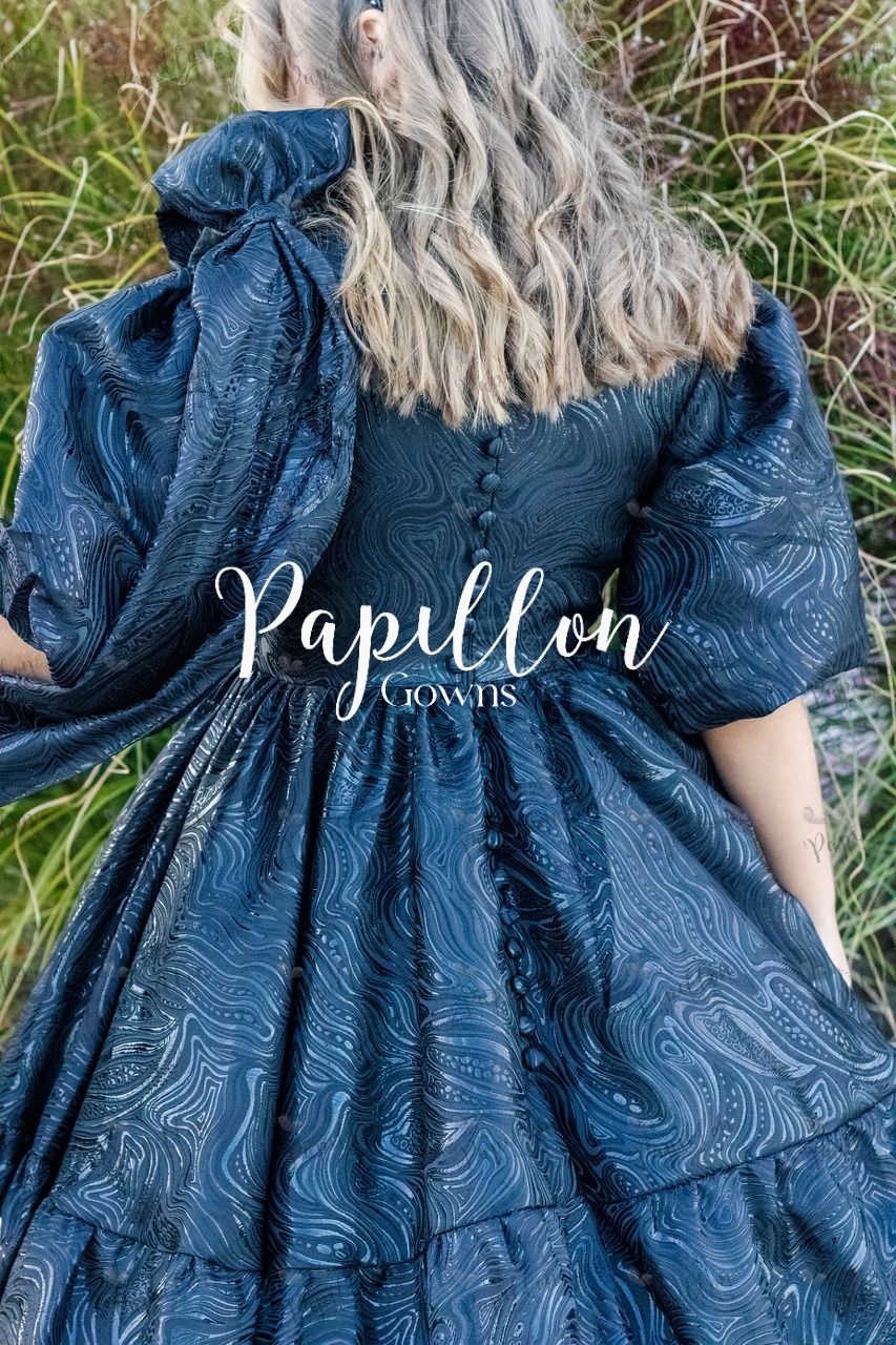 Papillon Gowns Black Water Striped Dress