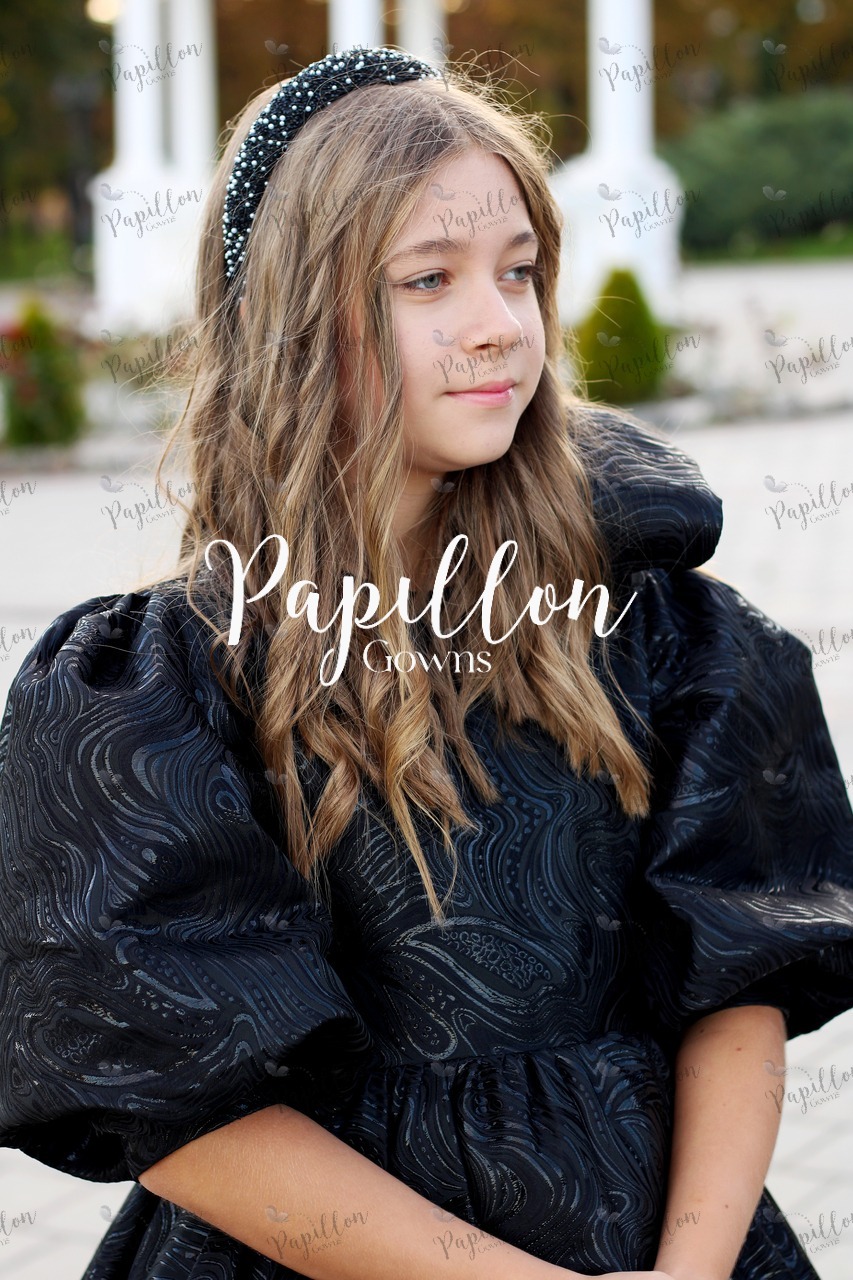 Papillon Gowns Black Water Striped Dress