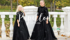 Papillon Gowns Black Geometric Velvet Dress