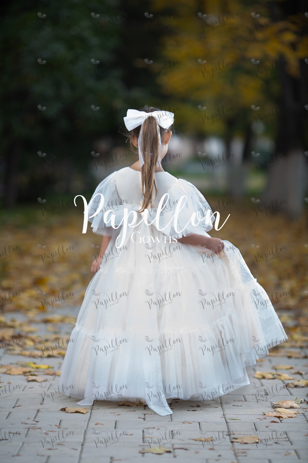 Papillon Gowns Ivory Over Cream Basic Tulle