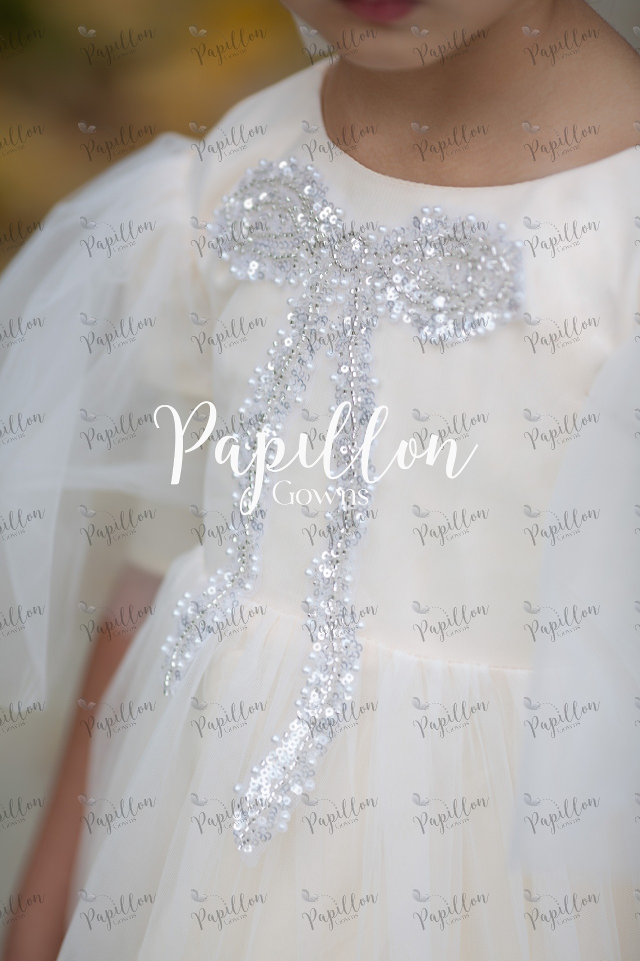 Papillon Gowns Ivory Over Cream Basic Tulle