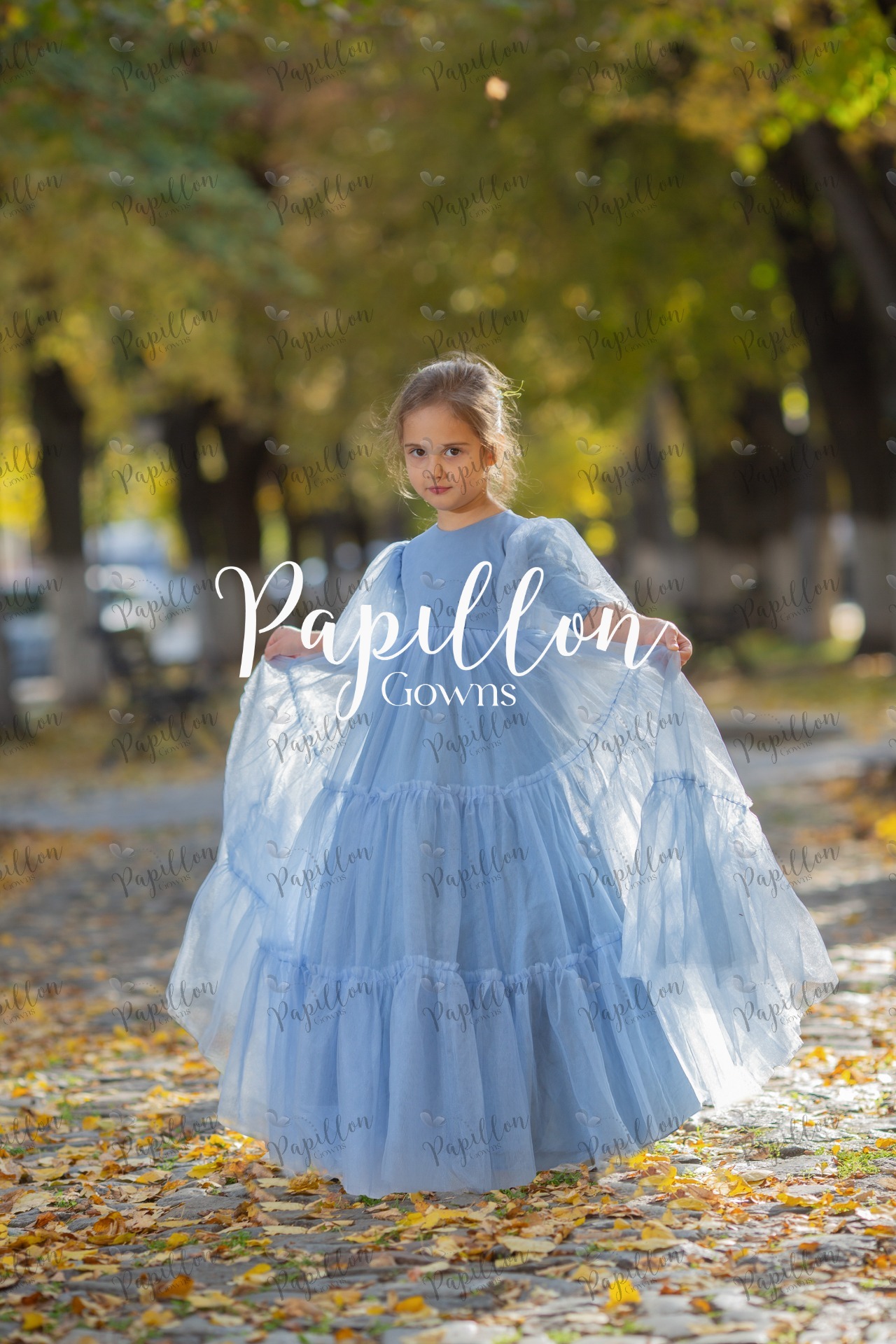 Papillon Gowns Slate Blue Basic Tulle