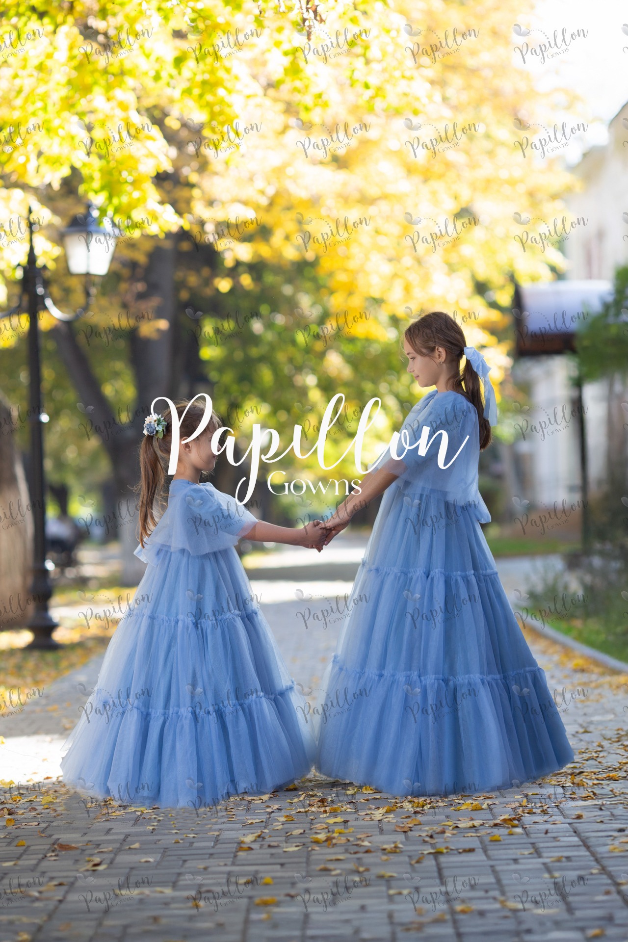 Papillon Gowns Slate Blue Basic Tulle