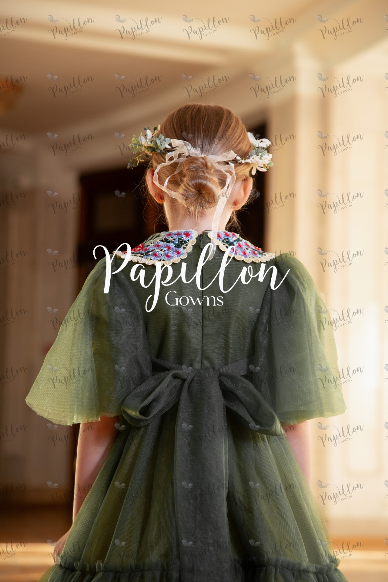 Papillon Gowns Olive Green Basic Tulle