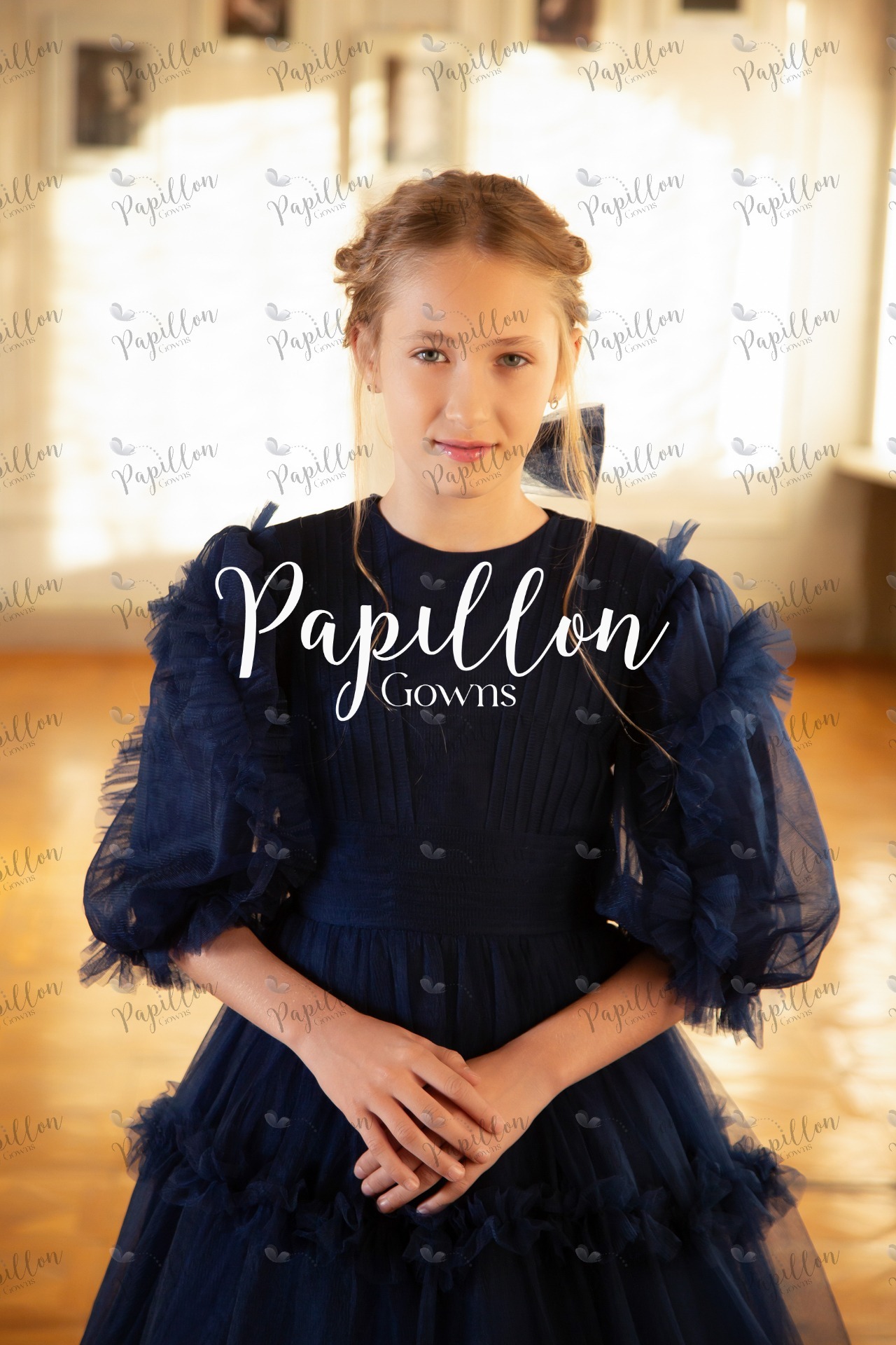 Papillon Gowns Navy Blue Basic Tulle