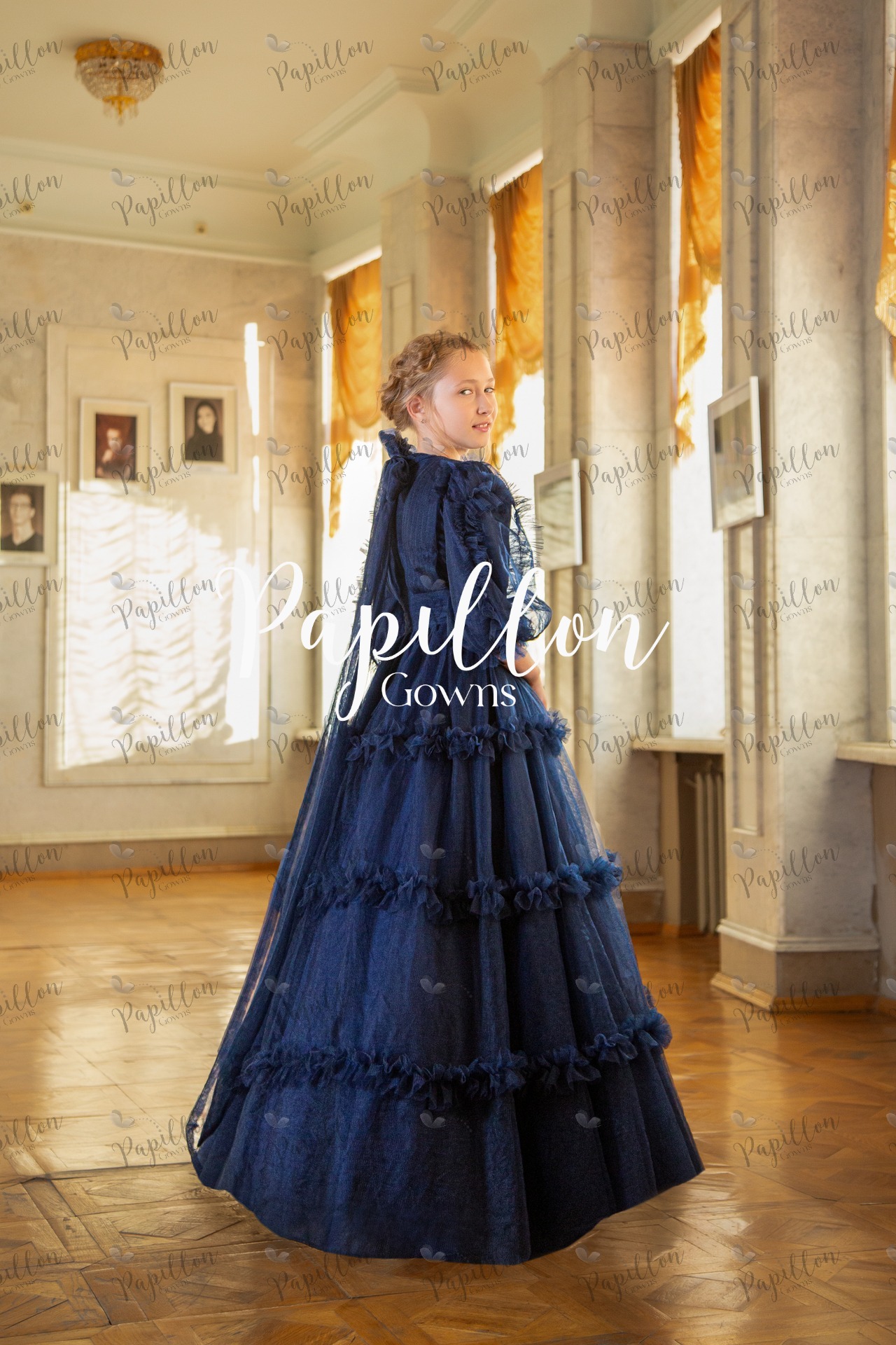 Papillon Gowns Navy Blue Basic Tulle