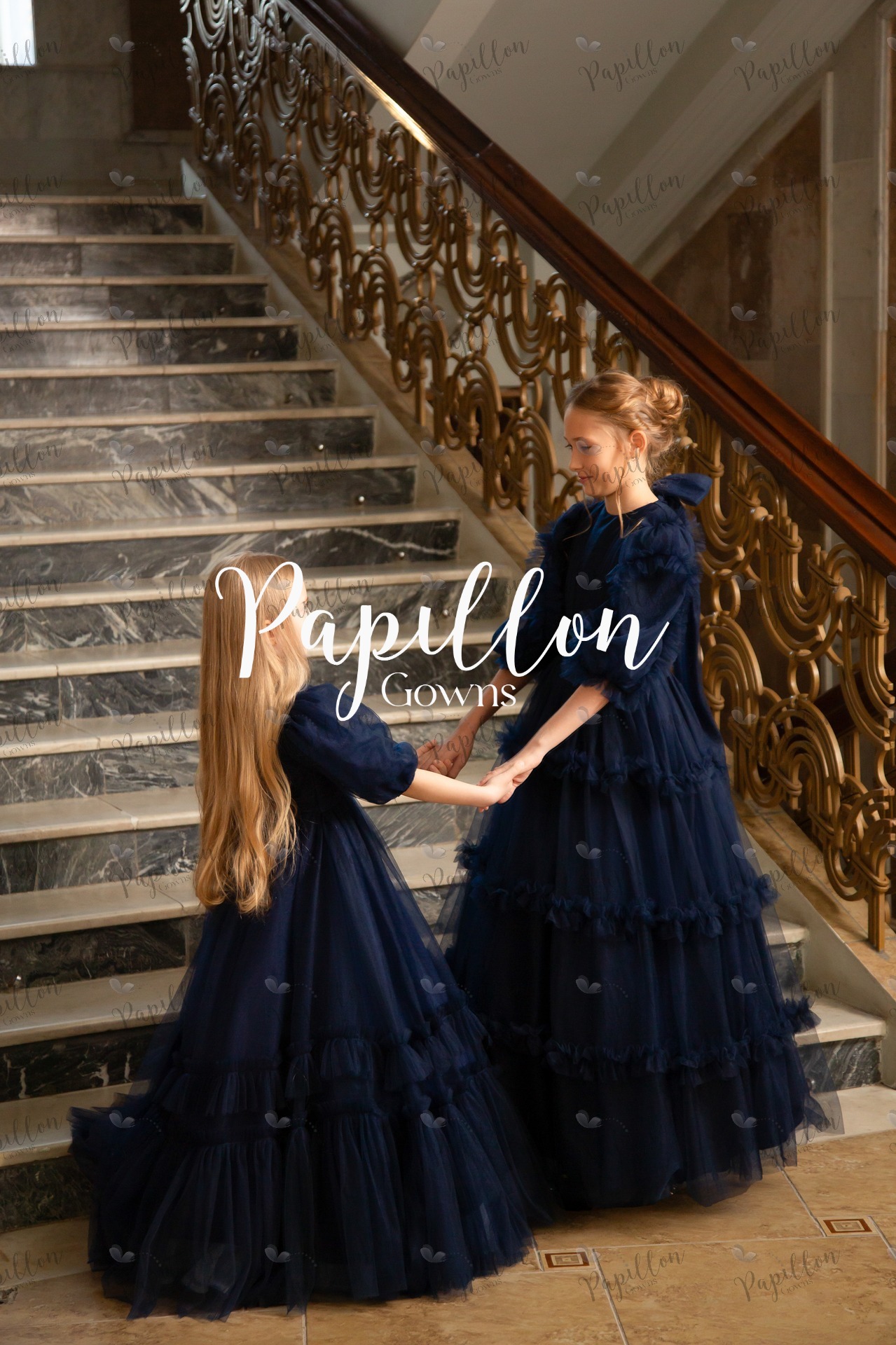 Papillon Gowns Navy Blue Basic Tulle