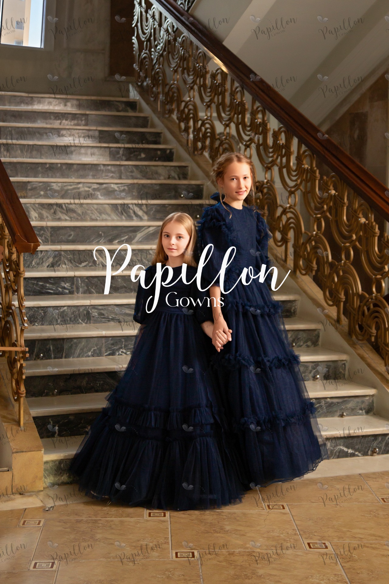 Papillon Gowns Navy Blue Basic Tulle